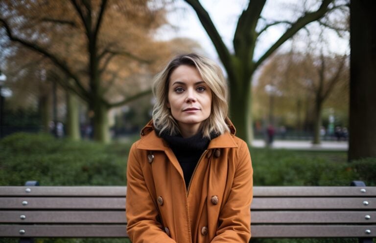 Vrouw op bankje